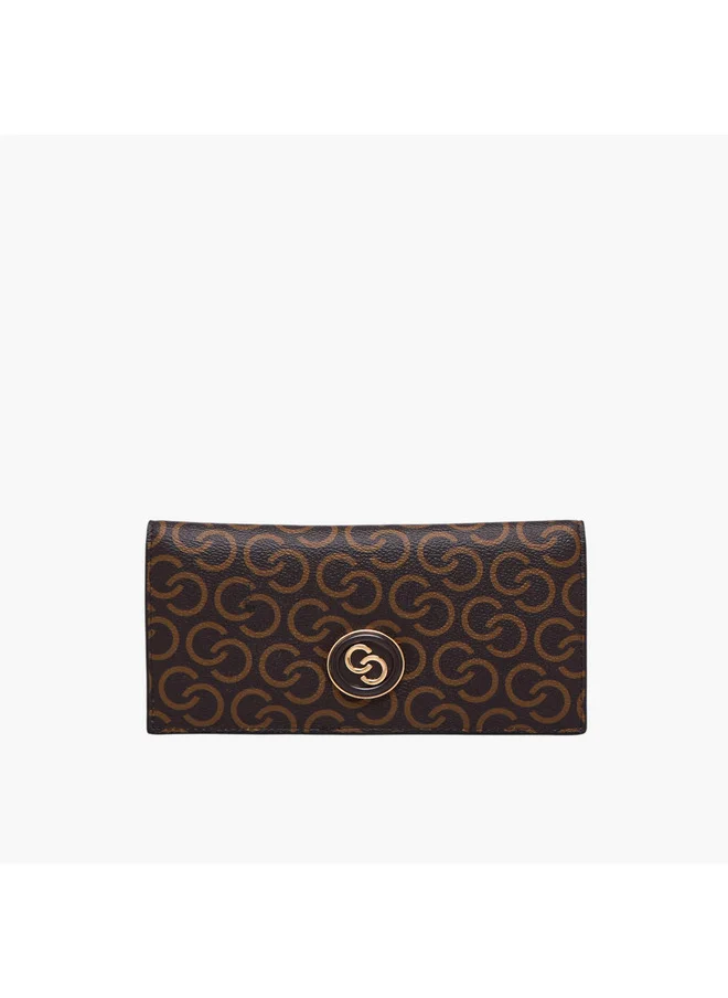 Celeste Women Monogram Print Bi-Fold Wallet with Snap Button Closure