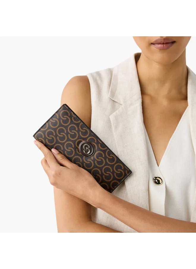 Celeste Women Monogram Print Bi-Fold Wallet with Snap Button Closure