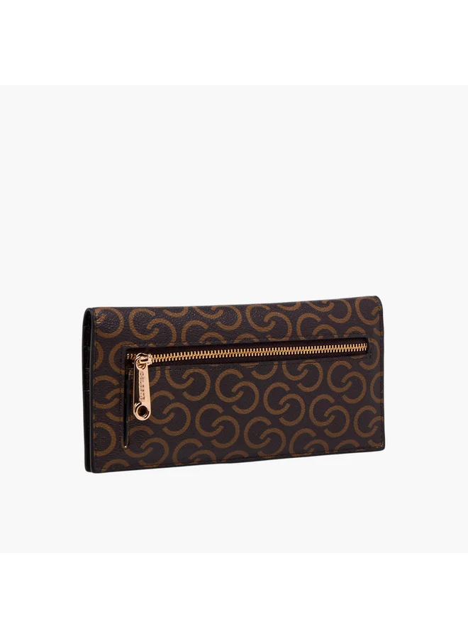Celeste Women Monogram Print Bi-Fold Wallet with Snap Button Closure