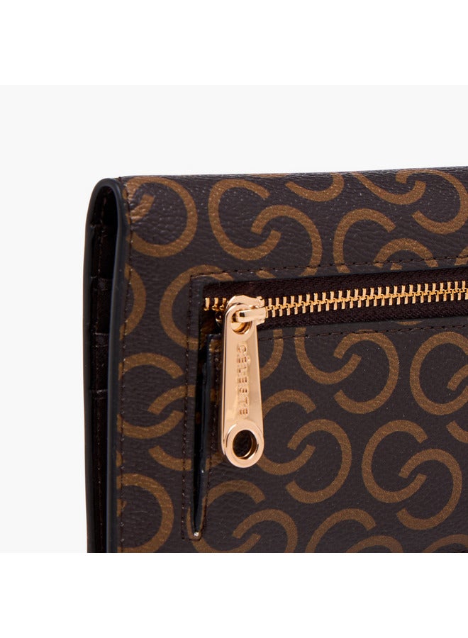 Celeste Women Monogram Print Bi-Fold Wallet with Snap Button Closure  - Image 5