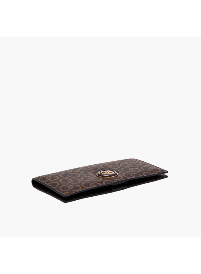 Celeste Women Monogram Print Bi-Fold Wallet with Snap Button Closure