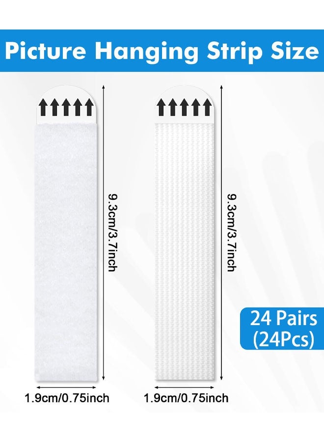 24 زوجًا من شرائط تعليق الصور، شرائط لاصقة مقاومة للماء لتعليق الصور على الحائط، ملصقات حائط قوية للغاية بخطاف وحلقة لا تسبب أي ضرر، مناسبة لتعليق الصور والإطارات والملصقات - Image 2