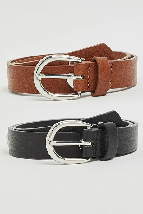 أر أند بي 2 Pack Solid Buckle Belts