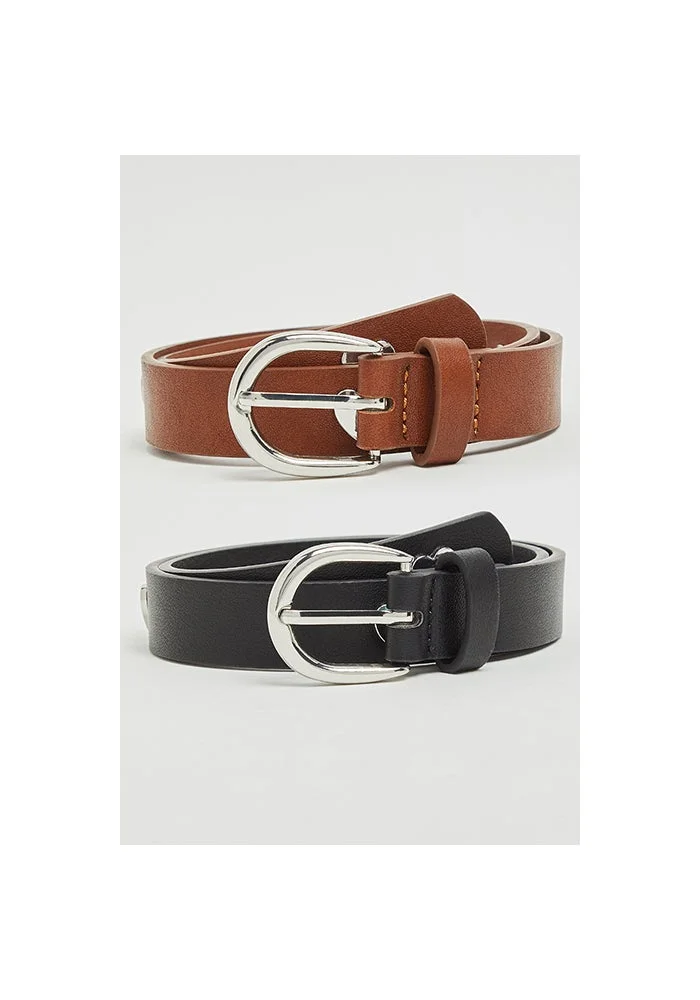 أر أند بي 2 Pack Solid Buckle Belts