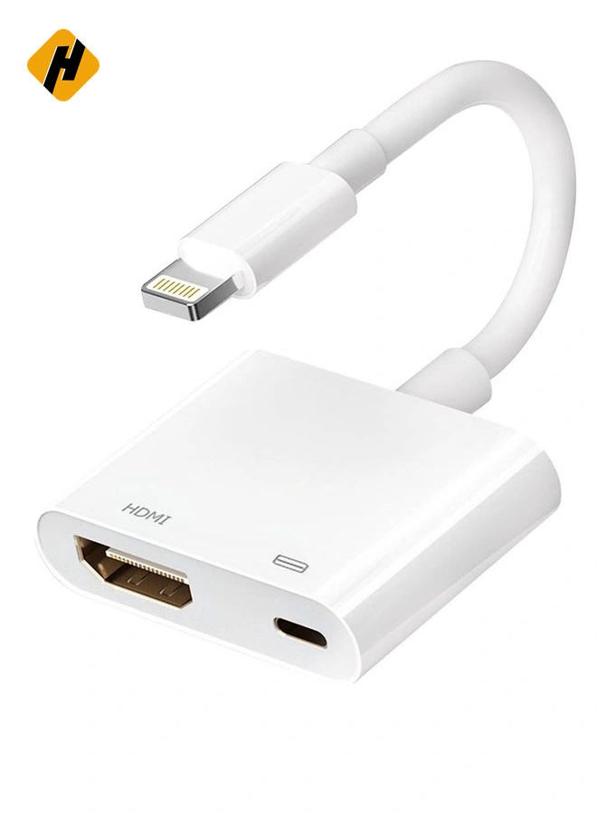 HuHa - [Apple MFi Certified] Lightning to HDMI Digital AV Adapter for iPhone，1080P Digital Sync Screen Converter Charging Port for iPhone/iPad 1080P HDMI Converter for HD TV/Projector/Monitor - Image 1