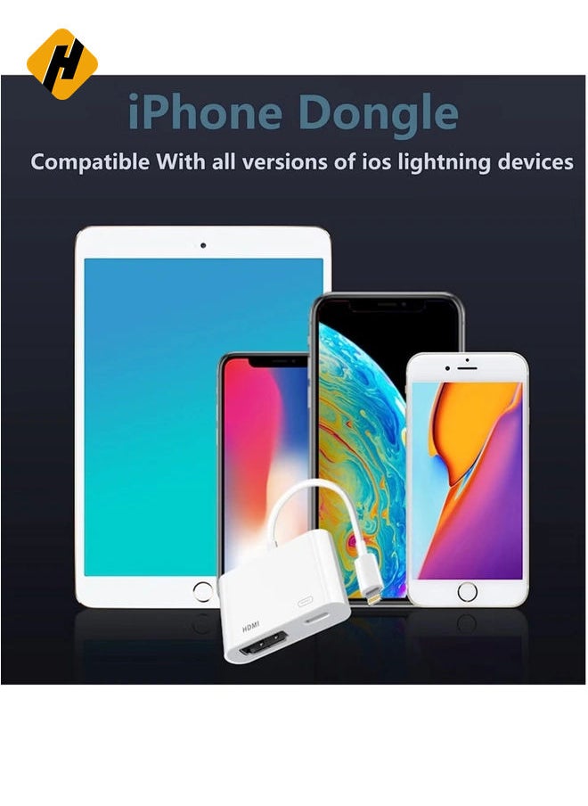 HuHa - [Apple MFi Certified] Lightning to HDMI Digital AV Adapter for iPhone，1080P Digital Sync Screen Converter Charging Port for iPhone/iPad 1080P HDMI Converter for HD TV/Projector/Monitor - Image 1