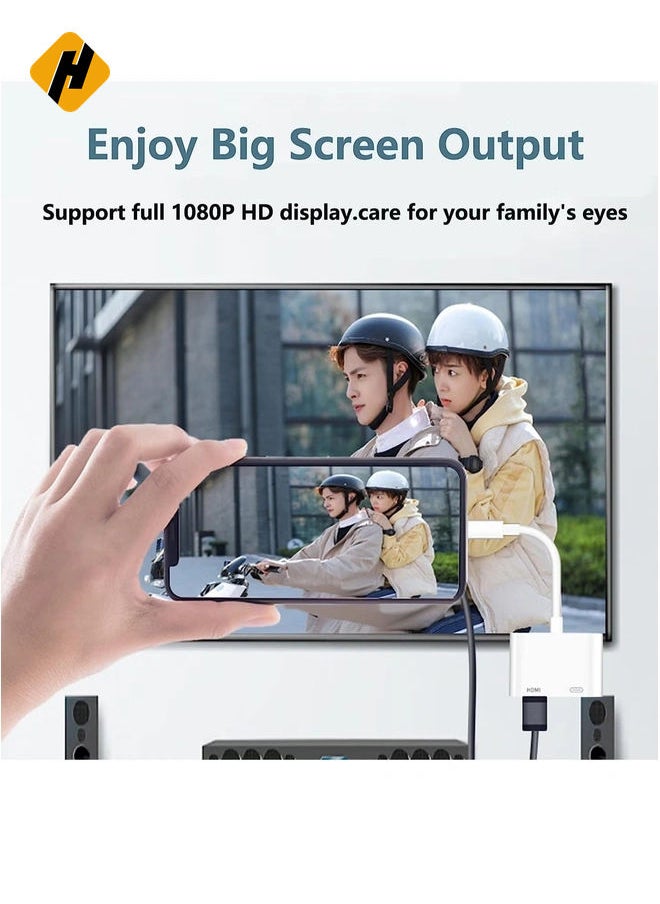 HuHa - [Apple MFi Certified] Lightning to HDMI Digital AV Adapter for iPhone，1080P Digital Sync Screen Converter Charging Port for iPhone/iPad 1080P HDMI Converter for HD TV/Projector/Monitor - Image 1