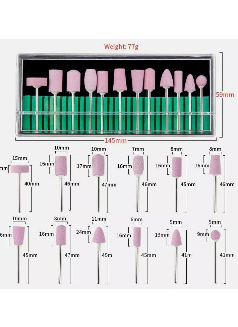 NityaEcommerce NityaEcommerce 12 PCS Stainless Ceramic Electric Machine Drill Bits File Nail Plastic Polishing Tools  - Image 2