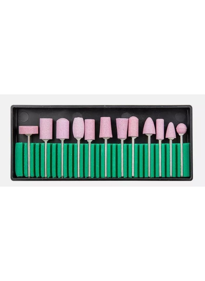 NityaEcommerce NityaEcommerce 12 PCS Stainless Ceramic Electric Machine Drill Bits File Nail Plastic Polishing Tools  - Image 3
