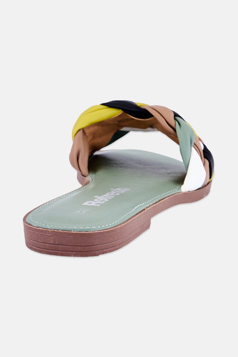 REFRESH Women Leather Slip On Flats, Multicolor - Image 4