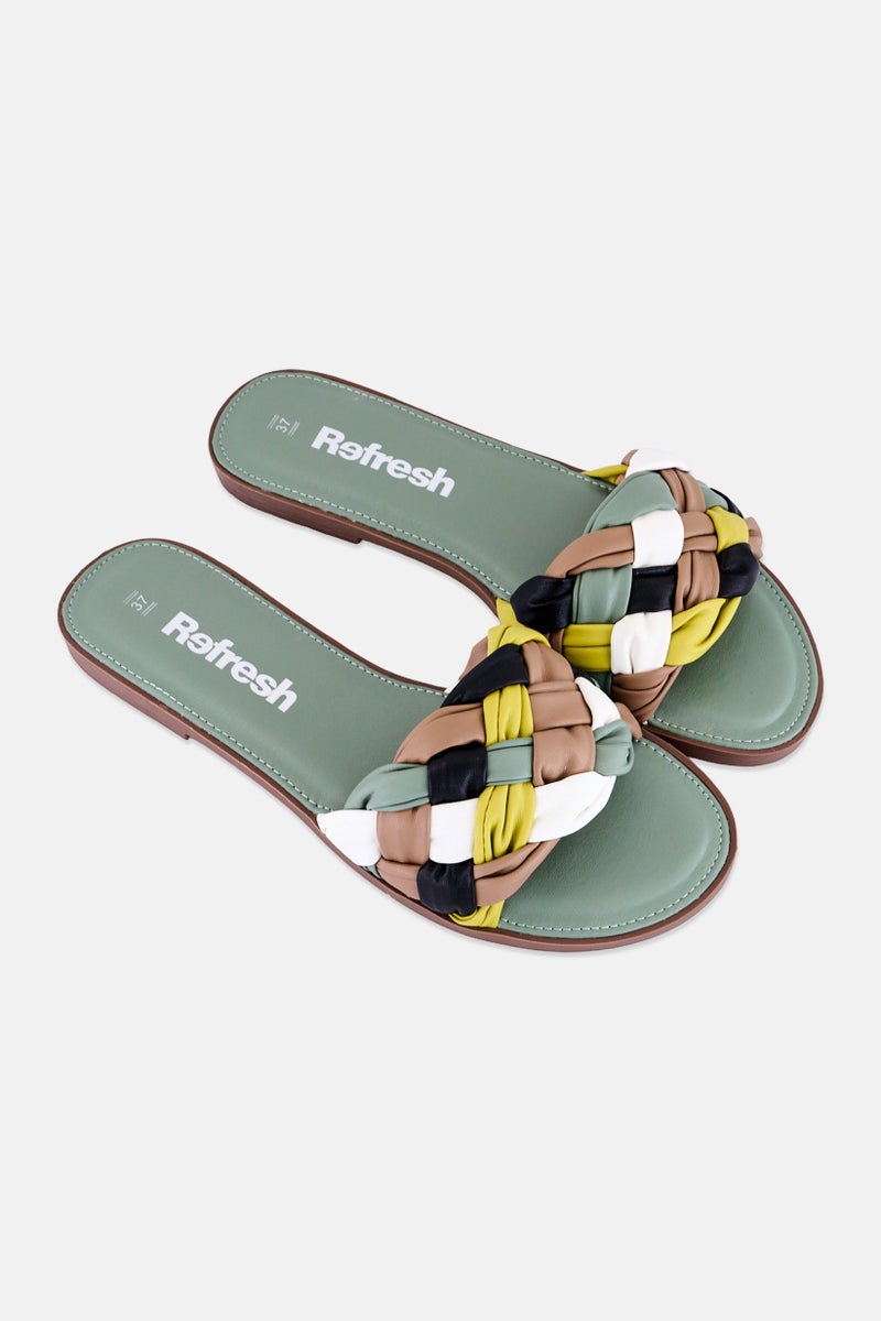 REFRESH Women Leather Slip On Flats, Multicolor - Image 2