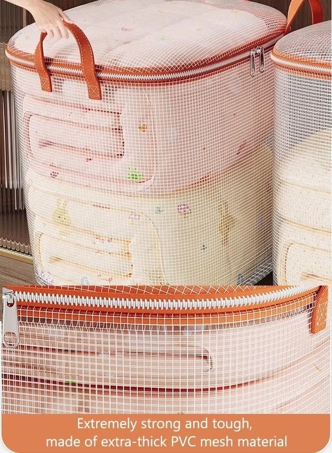 100L Large Storage Bag Moisture-Proof Quilt Storage Bag with Handles, 2pcs Clothes Storage Bins Foldable Closet Organizers Storage Containers with Zipper for Blankets, Bedding, Wardrobe Organizer - Image 4