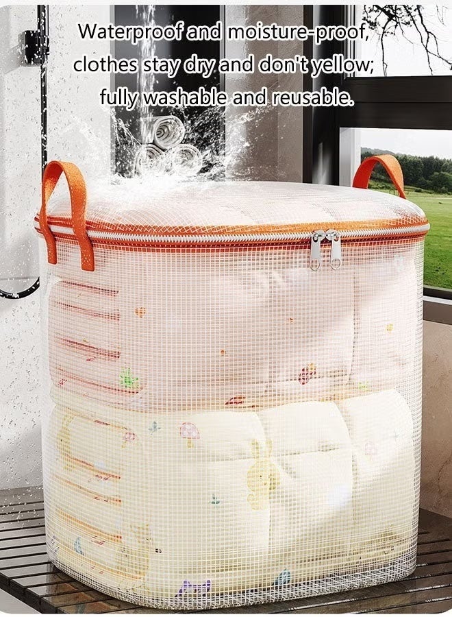 100L Large Storage Bag Moisture-Proof Quilt Storage Bag with Handles, 2pcs Clothes Storage Bins Foldable Closet Organizers Storage Containers with Zipper for Blankets, Bedding, Wardrobe Organizer - Image 5