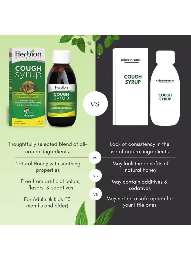 Herbion Naturals Naturals Cough Syrup with Honey-5FLOz-Relieve Cough & Soothes Sore Throat-Optimizes Immune-Promotes Lung Function-for Adults & Kids 13 Months+  - Image 5