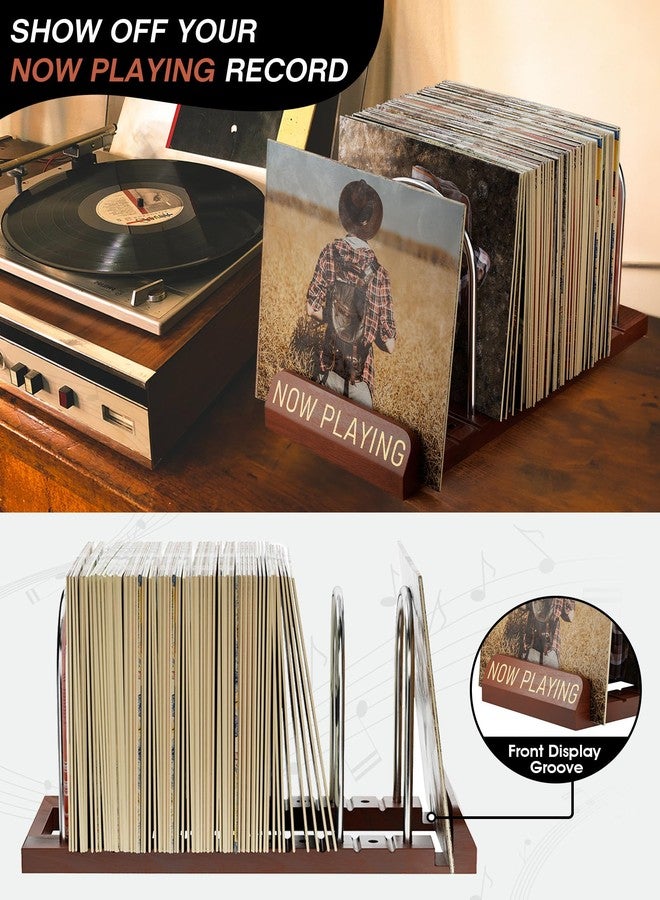 BS-VOG Now Playing Vinyl Record Stand, 50 LP Vinyl Record Storage with Non-slip Grooves, Wood Now Spinning Vinyl Record Holder for Albums Magazine Rack Magazine Organizer Record Display, Gift Package - Image 2