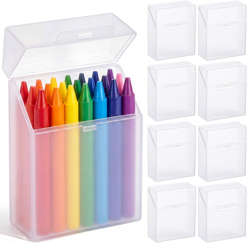 Clabby 8 Pcs Plastic Crayon Organizer Case for 24 Count Crayons Kids Art Supply Storage Box with Lid, Portable Holder for Classroom Home Travel, Fits Standard 24-Pack Crayon (Clear) - Image 1