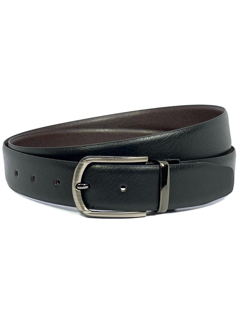 FOCUS Focus Faux Leather Reversible Belt for Men Stylish Formal Belt with Adjustable Buckle – Black & Brown Men's Belt for Formal Wear, Trouser Belt, Gifts for Men  - Image 1