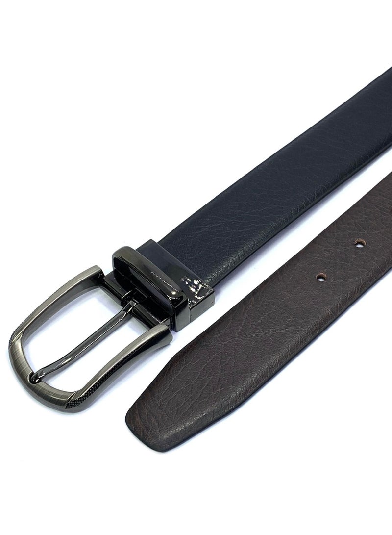 FOCUS Focus Faux Leather Reversible Belt for Men Stylish Formal Belt with Adjustable Buckle – Black & Brown Men's Belt for Formal Wear, Trouser Belt, Gifts for Men  - Image 2