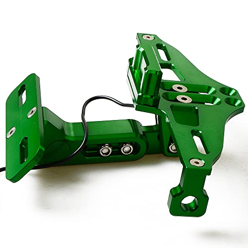 OXLLONE Universal Motorcycle License Plate Bracket Rear Tail Tidy License Plate Holder Mount Fender Eliminator with LED Light Adjustable CNC Aluminum Green - Image 5
