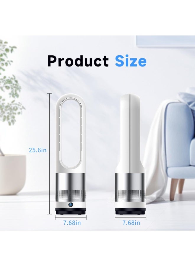 انفوسن مروحة برج بدون شفرات، 25.59 انش، 8 سرعات، مؤقت 9 ساعات، تذبذب 80 درجة، شاشة LED مع ايقاف تلقائي، مروحة متذبذبة محمولة لغرفة النوم والمنزل والمكتب - فضي/ابيض - Image 2