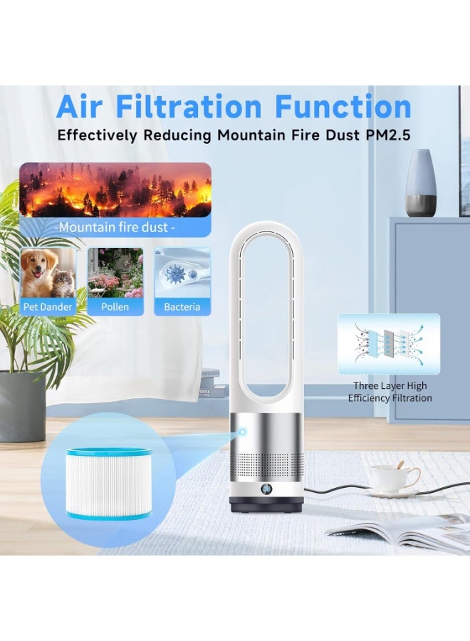 انفوسن مروحة برج بدون شفرات، 25.59 انش، 8 سرعات، مؤقت 9 ساعات، تذبذب 80 درجة، شاشة LED مع ايقاف تلقائي، مروحة متذبذبة محمولة لغرفة النوم والمنزل والمكتب - فضي/ابيض - Image 4