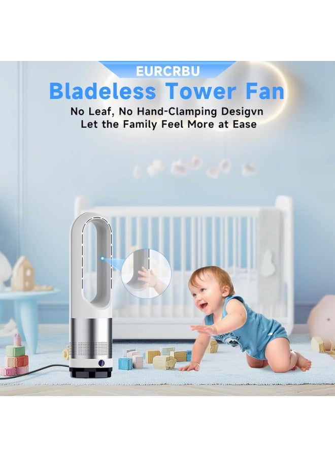 انفوسن مروحة برج بدون شفرات، 25.59 انش، 8 سرعات، مؤقت 9 ساعات، تذبذب 80 درجة، شاشة LED مع ايقاف تلقائي، مروحة متذبذبة محمولة لغرفة النوم والمنزل والمكتب - فضي/ابيض - Image 5