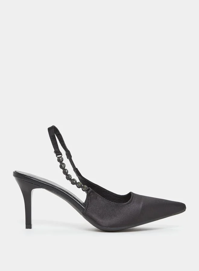 Styli Embellished Side Strap Stiletto Heel Sandals