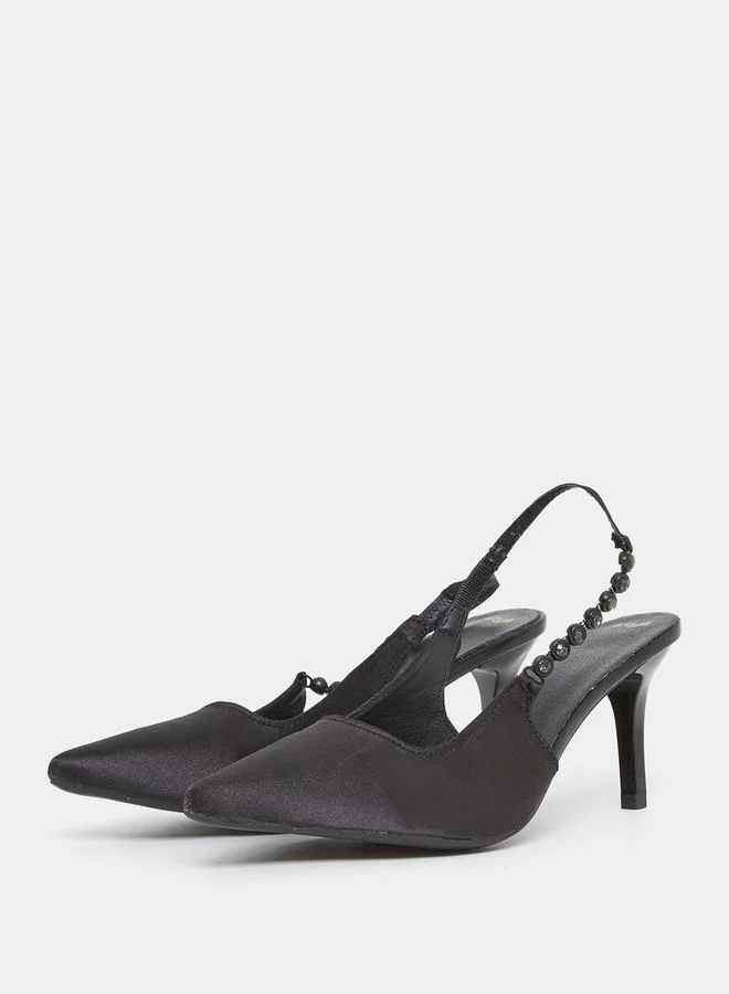 Styli Embellished Side Strap Stiletto Heel Sandals