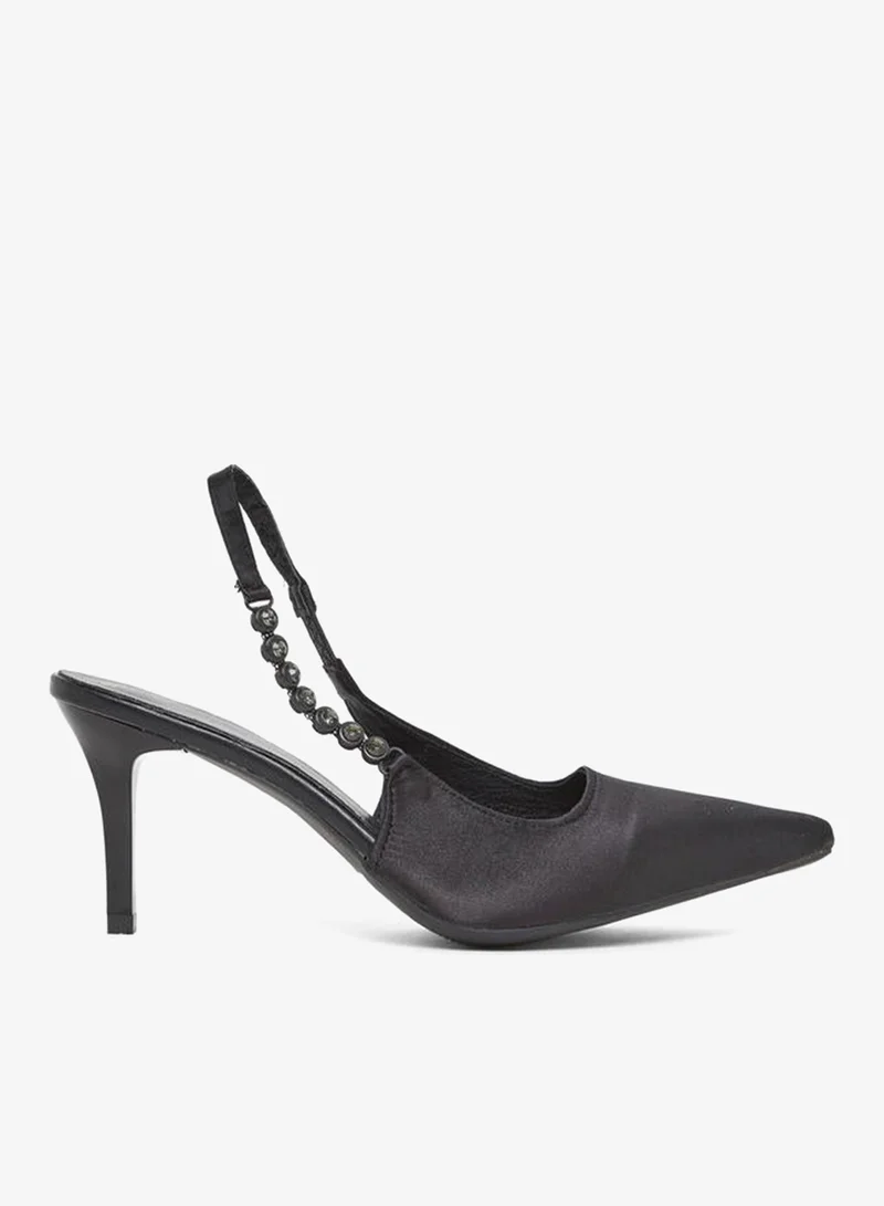 Styli Embellished Side Strap Stiletto Heel Sandals