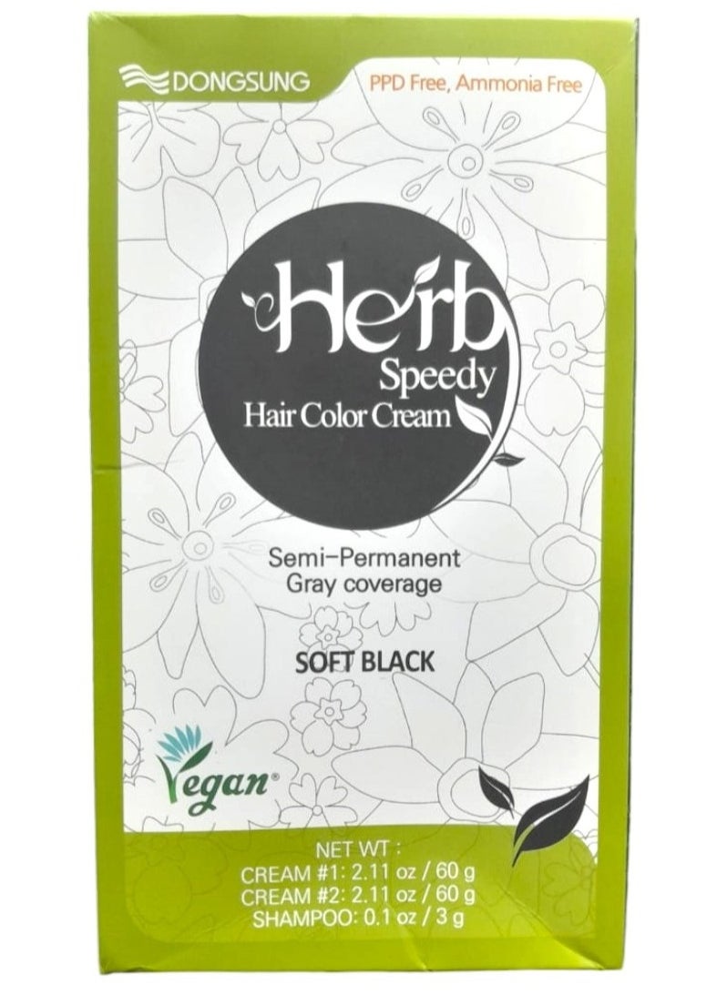 dongsung Herb Speedy Hair Color Cream (SOFT BLACK)  - Image 2