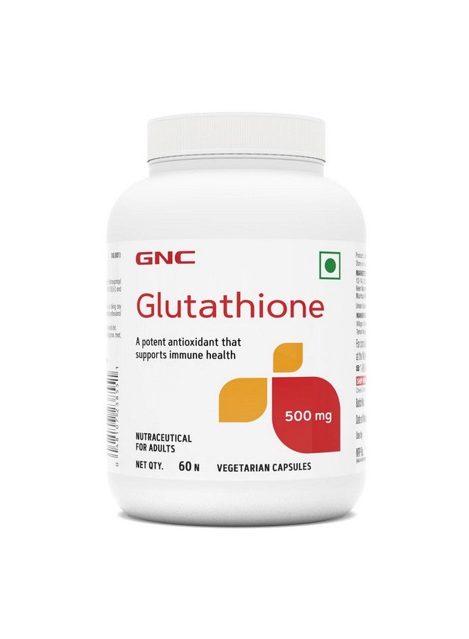 GNC جي إن سي جلوتاثيون 500 ملغ مع فيتامين سي لبشرة واضحة ومشرقة | 60 كبسولة نباتية | يقلل من البقع الداكنة وتص pigmentation الميلانين | يعزز المناعة | يحارب التلوث وأضرار الأشعة فوق البنفسجية | للرجال والنساء | مصنّع في الولايات المتحدة - Image 1