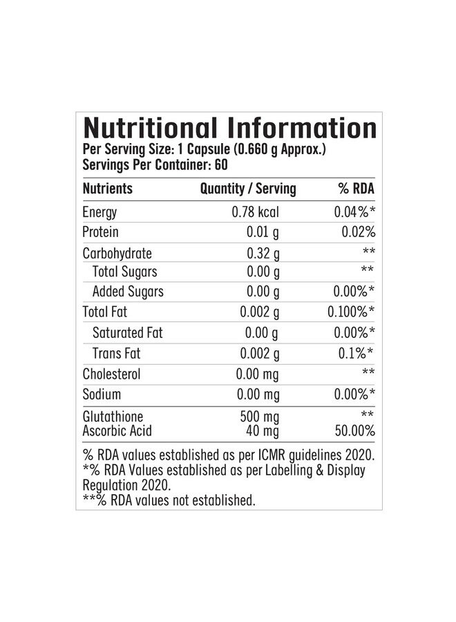 GNC جي إن سي جلوتاثيون 500 ملغ مع فيتامين سي لبشرة واضحة ومشرقة | 60 كبسولة نباتية | يقلل من البقع الداكنة وتص pigmentation الميلانين | يعزز المناعة | يحارب التلوث وأضرار الأشعة فوق البنفسجية | للرجال والنساء | مصنّع في الولايات المتحدة - Image 4