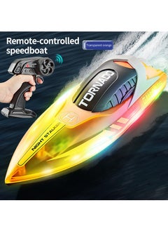 Y&D 2.4G Remote Control High Speed Boat LED Light Toy Boat-Orange  - Image 1