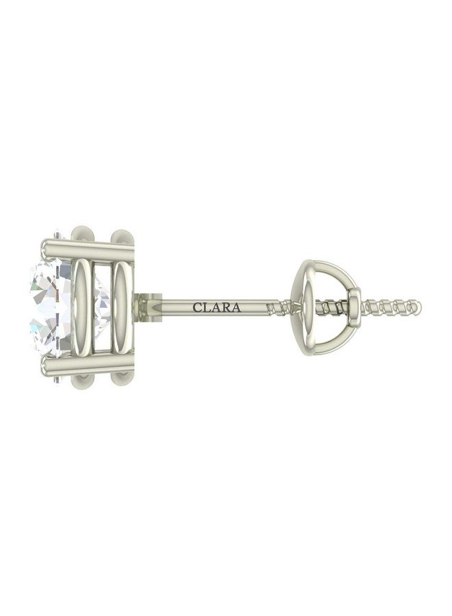 CLARA 925 Sterling Silver Swiss Zirconia 6.5 mm Earring With Screw Back Gift for Women & Girls(White) - Image 3