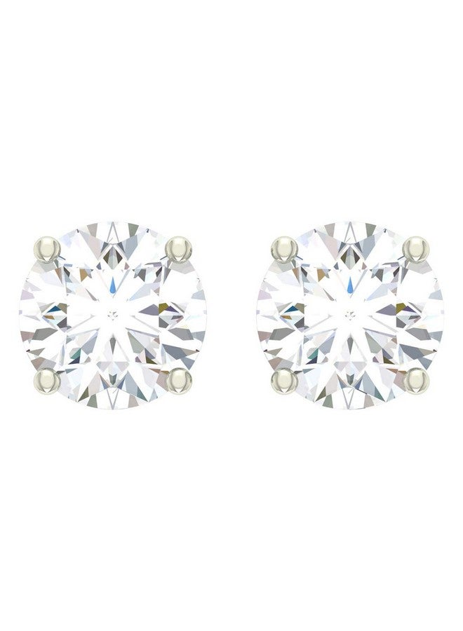 CLARA 925 Sterling Silver Swiss Zirconia 6.5 mm Earring With Screw Back Gift for Women & Girls(White) - Image 1