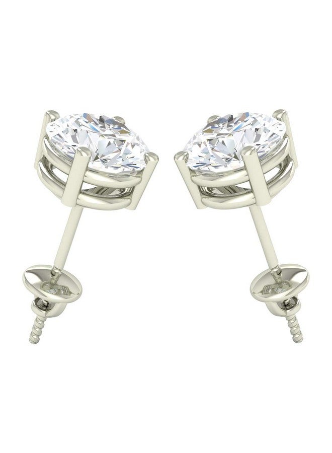 CLARA 925 Sterling Silver Swiss Zirconia 6.5 mm Earring With Screw Back Gift for Women & Girls(White) - Image 2