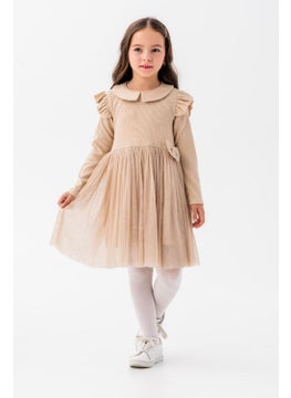 Miniğimin Cicileri My Little One's Ciciler Baby Collar Muslin Dress for Girls - Beige 