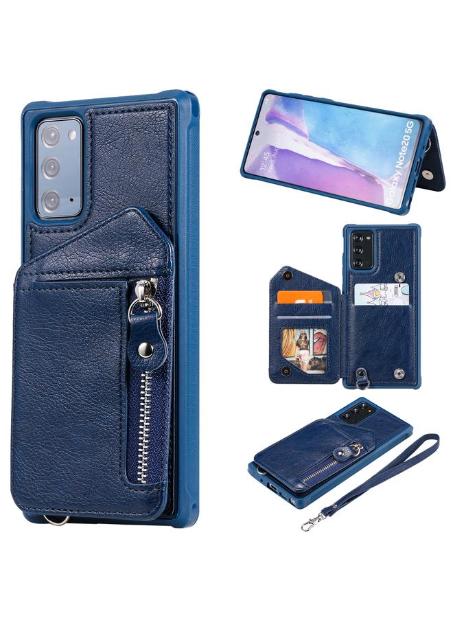 اس-توب جراب لهاتف Samsung Galaxy Note20 جراب واقٍ مقاوم للصدمات بسحاب مزدوج مع حامل وحامل للصور ووظيفة المحفظة - Image 1