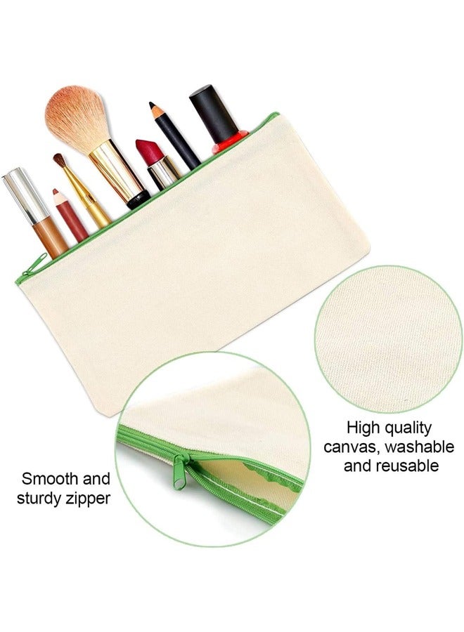 10Pack DIY Cosmetic Bag with Zipper, Blank Makeup Bags Pencil Case DIY Cotton Canvas Cosmetic Pouches Bags Multi-purpose Travel Toiletry Bag, DIY Gift Travel Toiletry Bags - Image 2