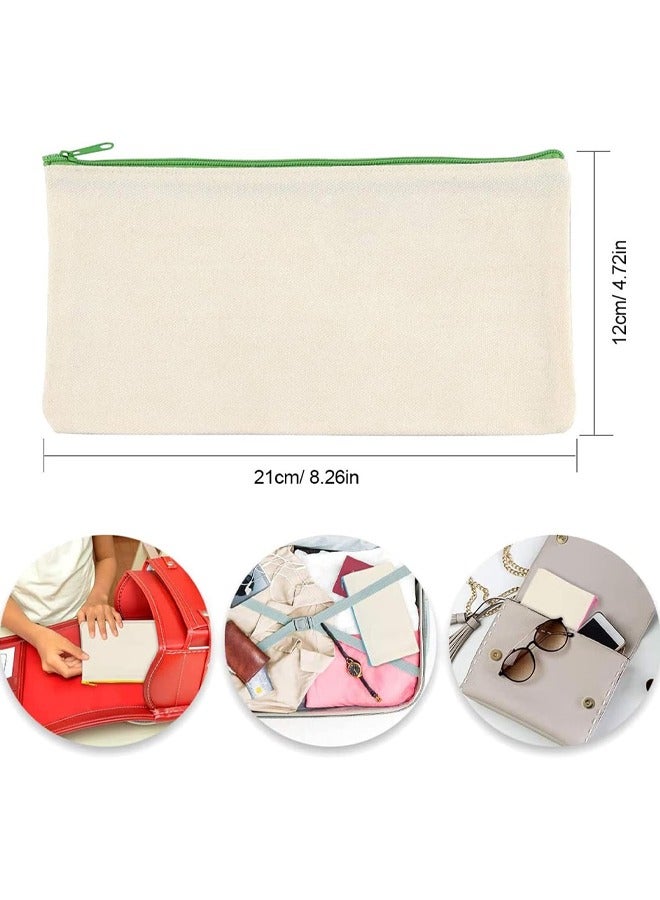10Pack DIY Cosmetic Bag with Zipper, Blank Makeup Bags Pencil Case DIY Cotton Canvas Cosmetic Pouches Bags Multi-purpose Travel Toiletry Bag, DIY Gift Travel Toiletry Bags - Image 3