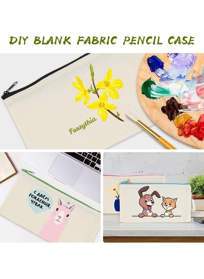 10Pack DIY Cosmetic Bag with Zipper, Blank Makeup Bags Pencil Case DIY Cotton Canvas Cosmetic Pouches Bags Multi-purpose Travel Toiletry Bag, DIY Gift Travel Toiletry Bags - Image 4