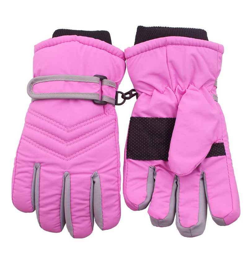 kimmyku Waterproof Thinsulate Snow Ski Winter Gloves for Kids Toddlers Boy Girls Light Pink - Image 3