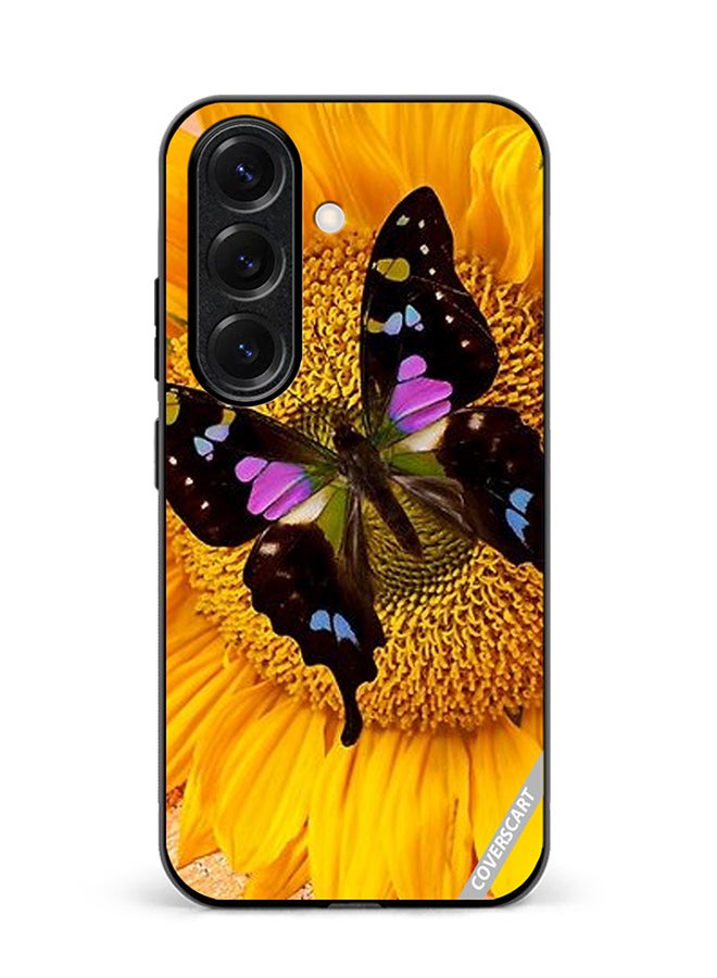 COVERSCART Protective Case Cover For Samsung Galaxy S23 FE Black Butterfly On Sunflower Design Multicolour