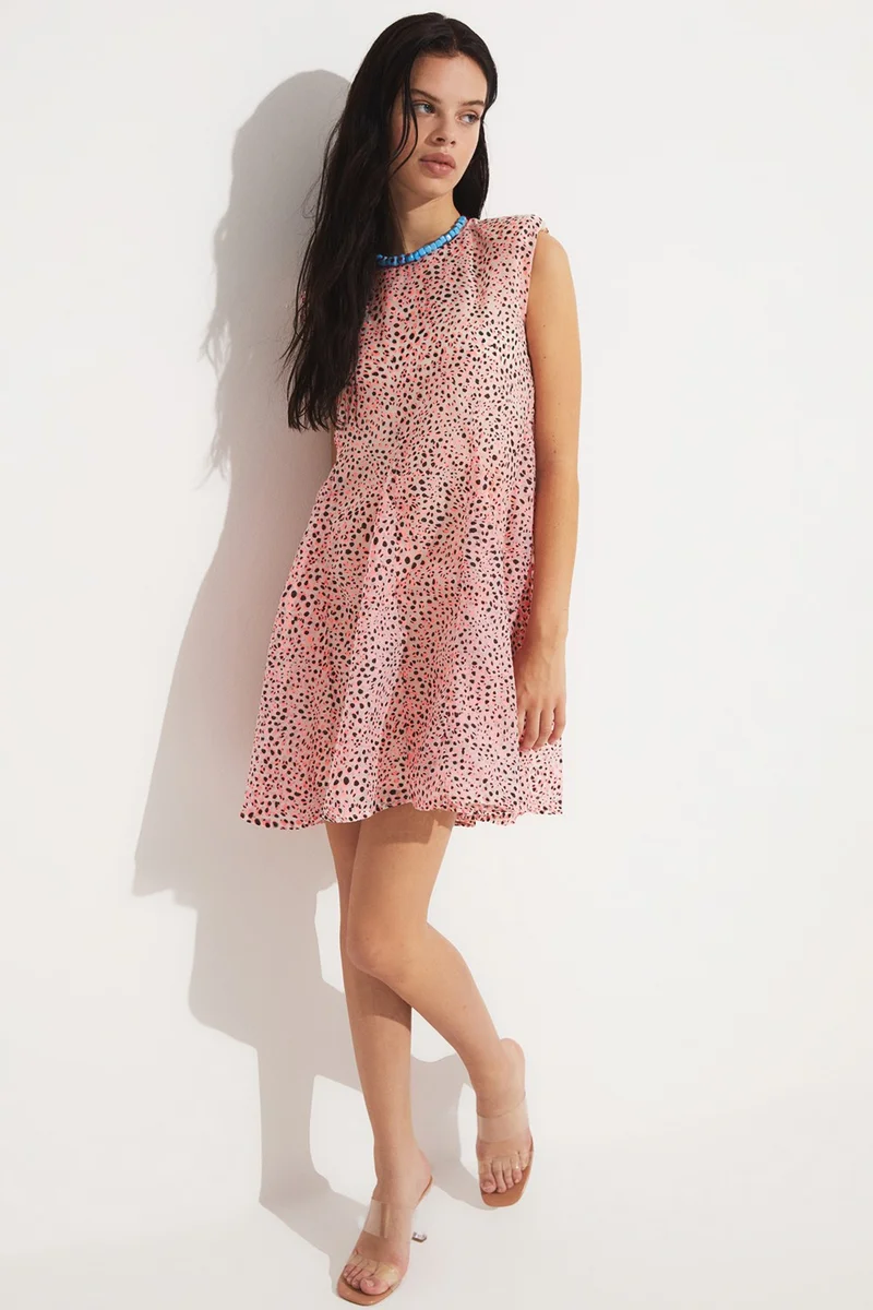 JUNE Women Skater Sleeveless Polka Dot Pattern Mini Dress
