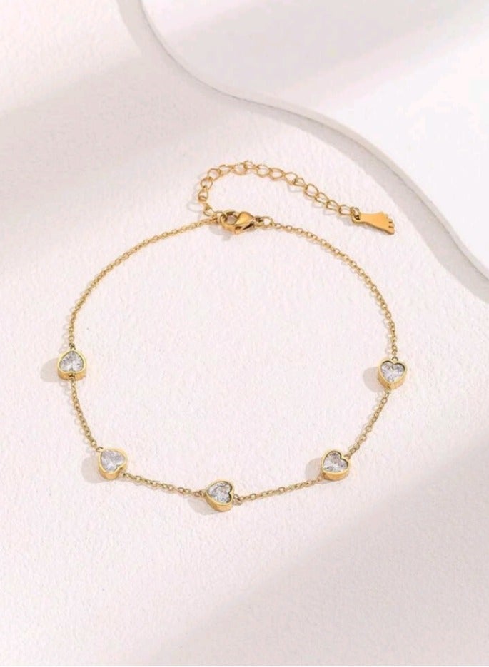 خلخال نسائي عصري وأنيق من الاستانلس ستيل باللون الذهبي - Image 2