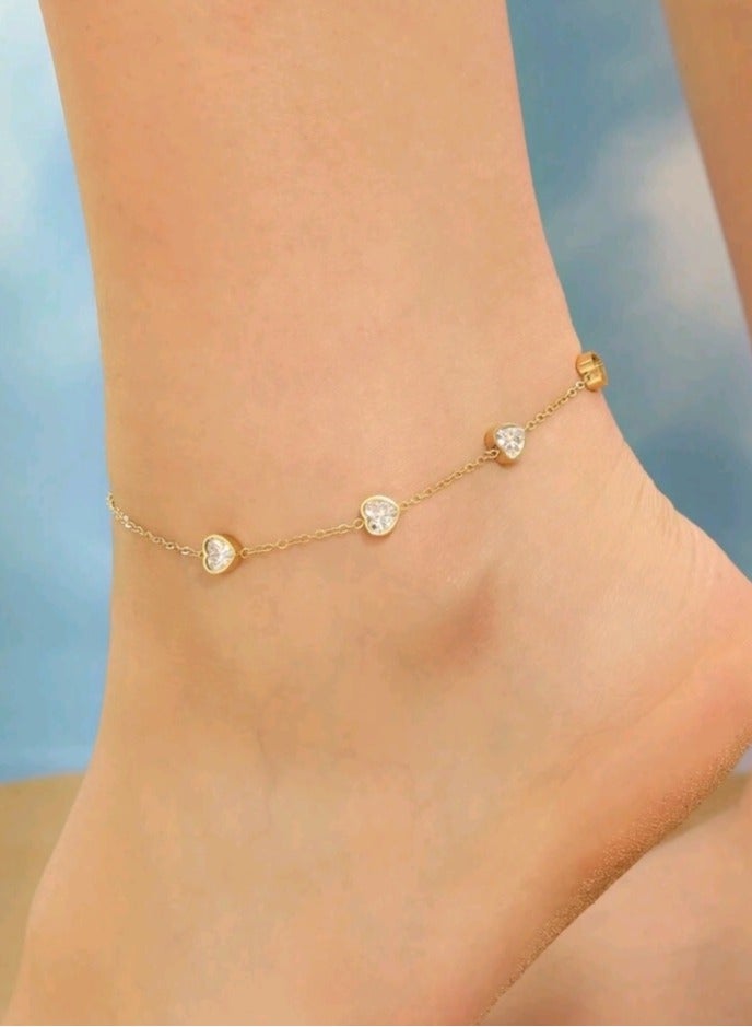 خلخال نسائي عصري وأنيق من الاستانلس ستيل باللون الذهبي - Image 1