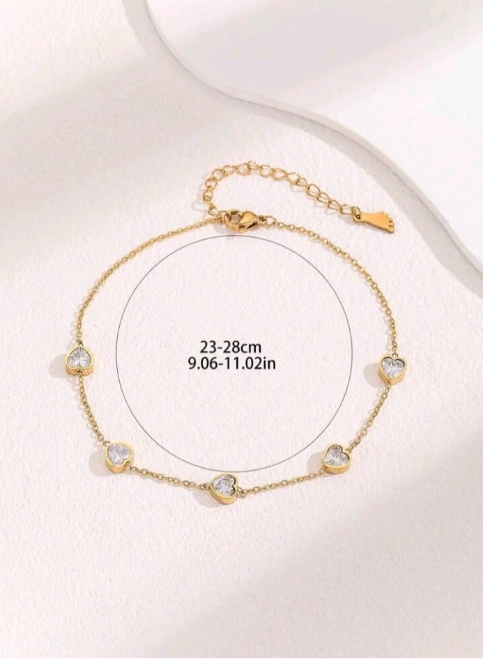 خلخال نسائي عصري وأنيق من الاستانلس ستيل باللون الذهبي - Image 3