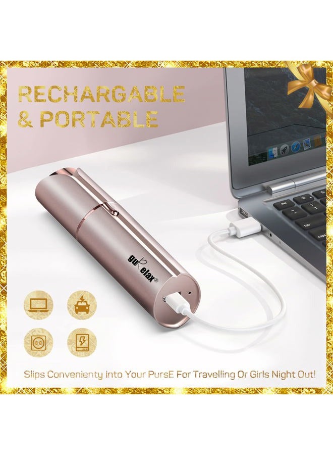 gurelax جهاز إزالة شعر الوجه للنساء، جهاز إزالة الشعر بدون ألم (مع 2 رؤوس استبدال) - أفضل ماكينة حلاقة للوجه للأم/الزوجة/الصديقة، ماكينة حلاقة كهربائية للشفة العليا، الذقن - Image 4