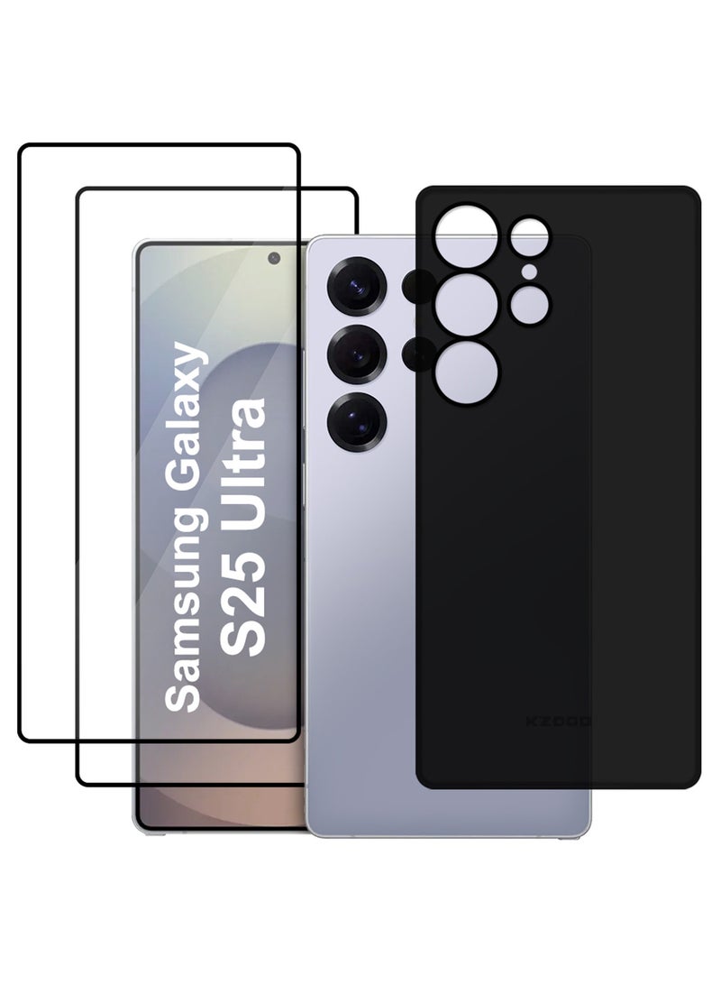 CATANES 3Packs Case for Galaxy S25 Ultra Air Skin Case All Around Full Protection Ultra Slim 0.3mm Thickness 4g Feather Weight with Two 3D Screen Protector- Black - Image 1