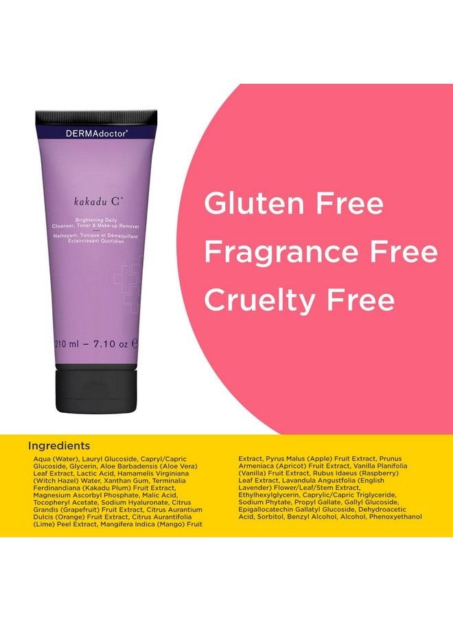 DERMAdoctor Kakadu C Brightening Daily Cleanser Toner & Makeup Remover 210Ml/7.10Oz  - Image 4